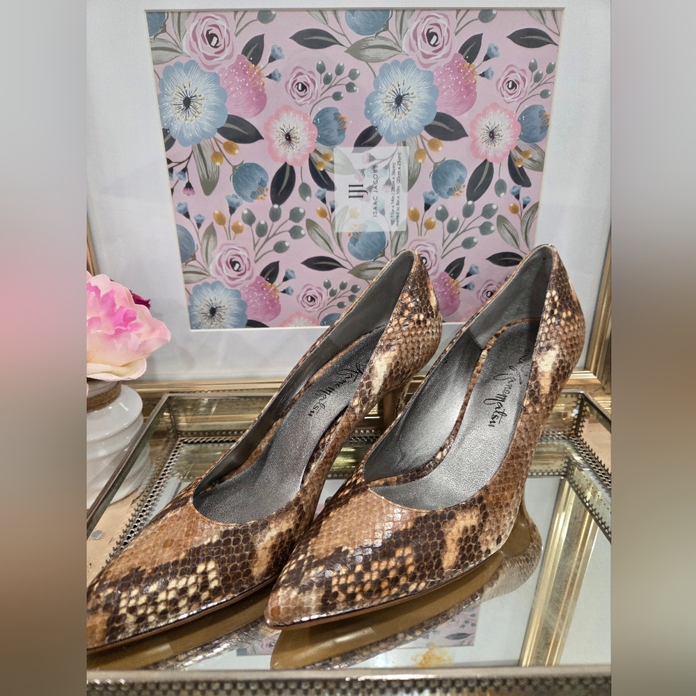 Ginza Kanematsu Python Print Leather Pumps – Made in Japan – Size 24cm (US 7)